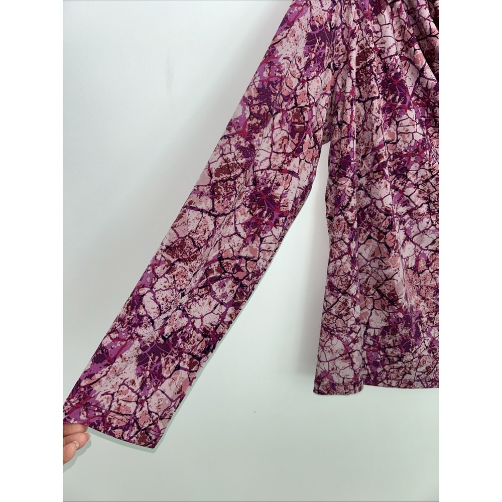 Susan Graver Women's‎ Tunic Top Large Pink Purple Geometric Design Long Sleeve - Picture 5 of 11